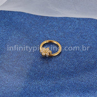 Piercing Argola Titânio Segmento Articulado Flor 6 Pontas
