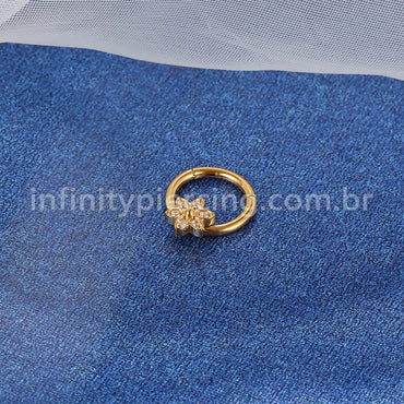 Piercing Argola Titânio Segmento Articulado Flor 6 Pontas