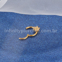 Piercing Argola Titânio Segmento Articulado Flor 6 Pontas