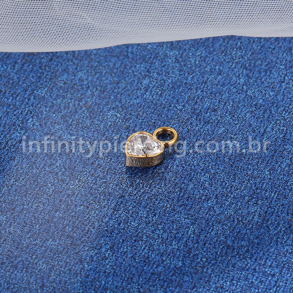 Pingente Para Piercing Titânio Coração G Zircônia