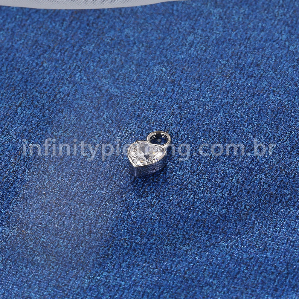 Pingente Para Piercing Titânio Coração G Zircônia