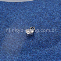 Pingente Para Piercing Titânio Coração G Zircônia