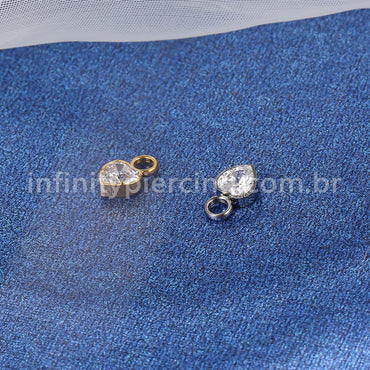 Pingente Para Piercing Titânio Coração G Zircônia