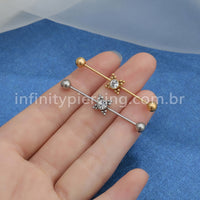 Piercing Transversal Aço Cirúrgico Indiano Zircônia