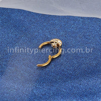 Piercing Argola Titânio Segmento Articulado Lua/Estrela Zircônia Cravejada