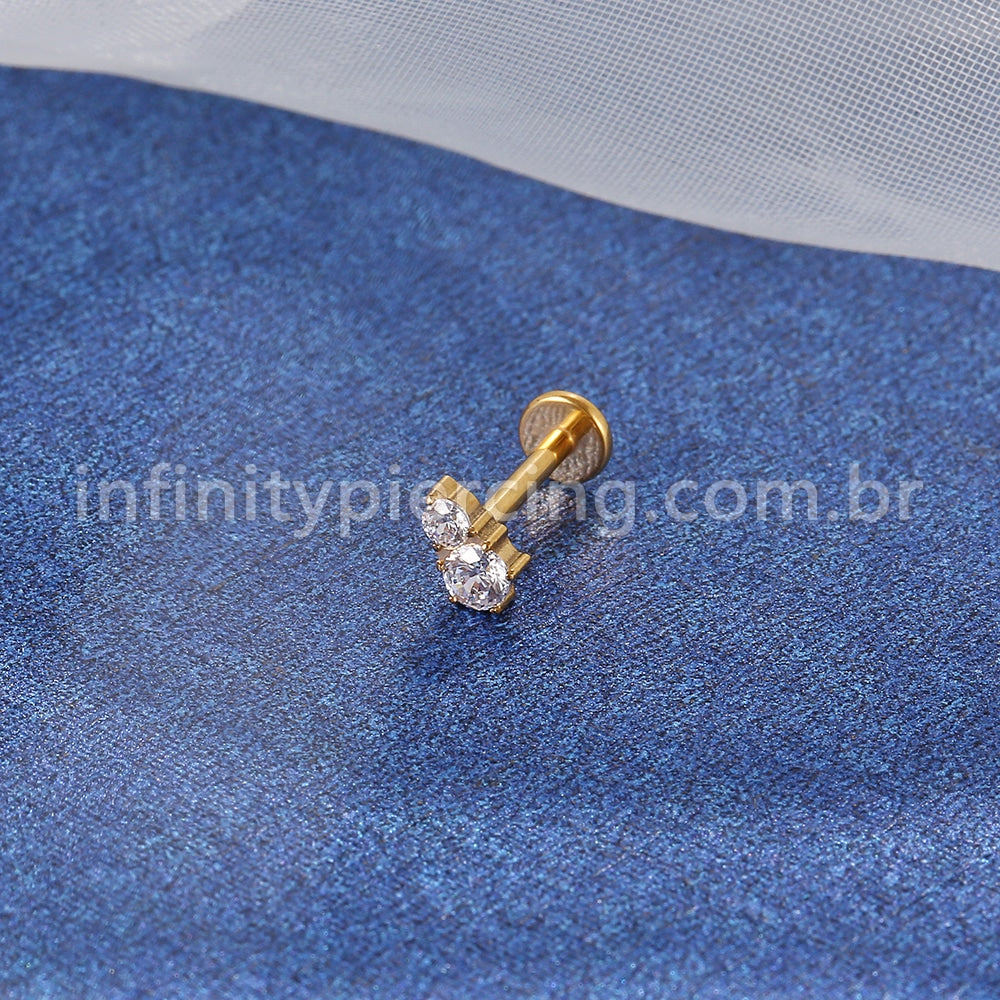 Piercing Labret Titânio Dupla Zircônia