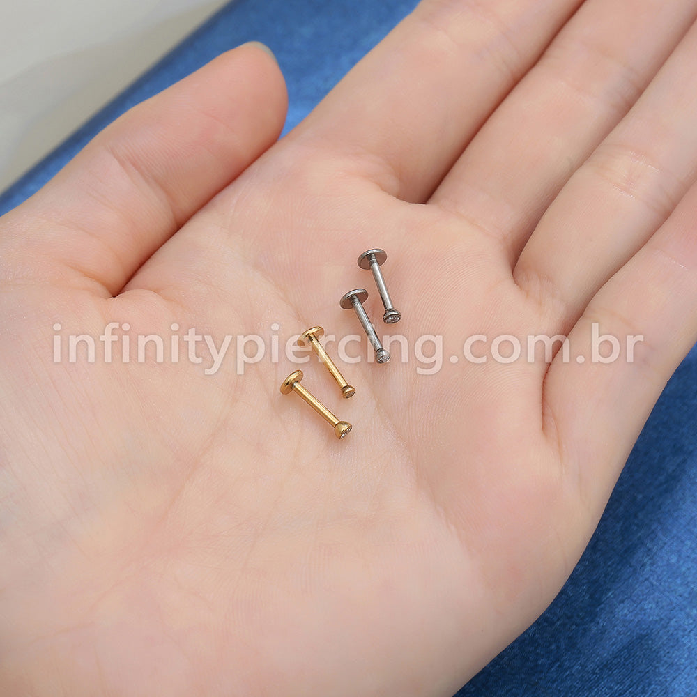 PIERCING LABRET PUSH PIN TITÂNIO ZIRCÔNIA