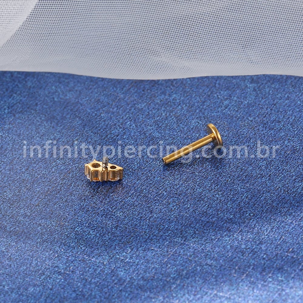 Piercing Labret Titânio Dupla Zircônia