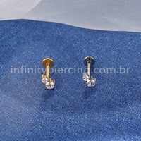 Piercing Labret Titânio Dupla Zircônia
