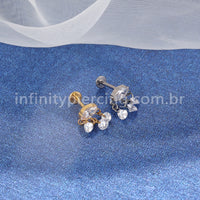 Piercing Labret Titânio Oval Com Pingentes Zircônia