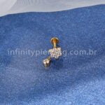 Piercing Labret Titânio Flor Com Pingente Zircônia