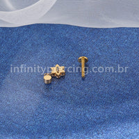 Piercing Labret Titânio Flor Com Pingente Zircônia