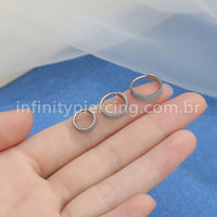 Piercing Argola Segmento Articulado Titânio Zircônia 3 Fileiras