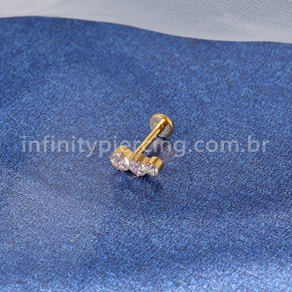 Piercing Labret Titânio Zircônia Cravejada