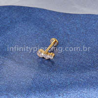 Piercing Labret Titânio Zircônia Cravejada