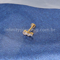 Piercing Labret Aço Cirúrgico Degrade 3 Zircônias