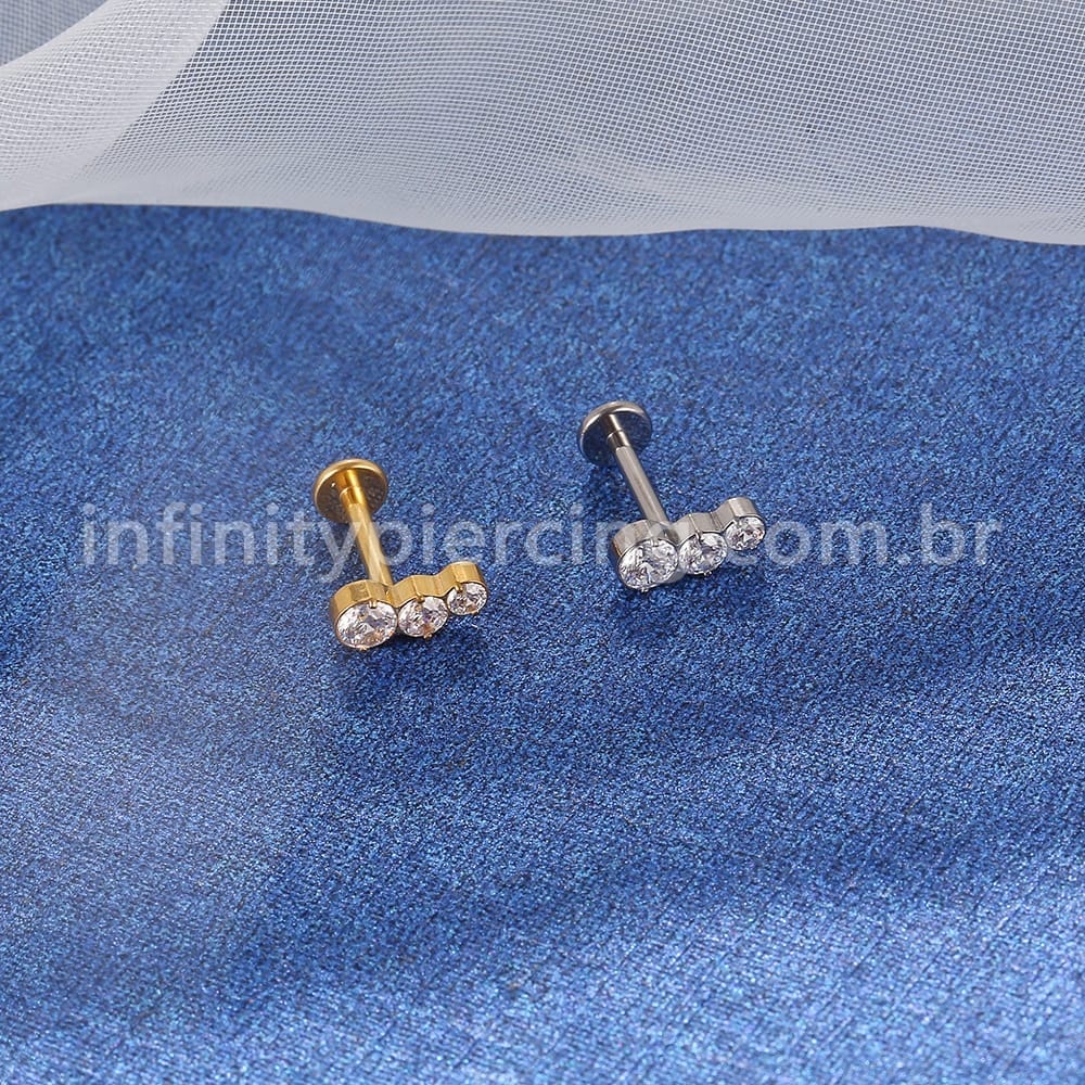 Piercing Labret Titânio Zircônia Cravejada