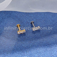 Piercing Labret Titânio Zircônia Cravejada