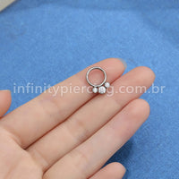 Piercing Argola Segmento Articulado Titânio Indiano Opala/Zircônia