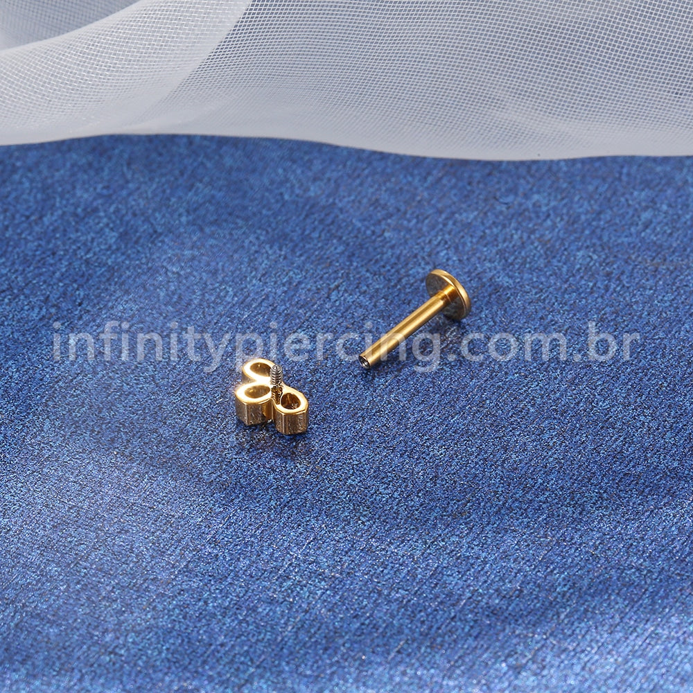 Piercing Labret Titânio Três Zircônias Cravejada
