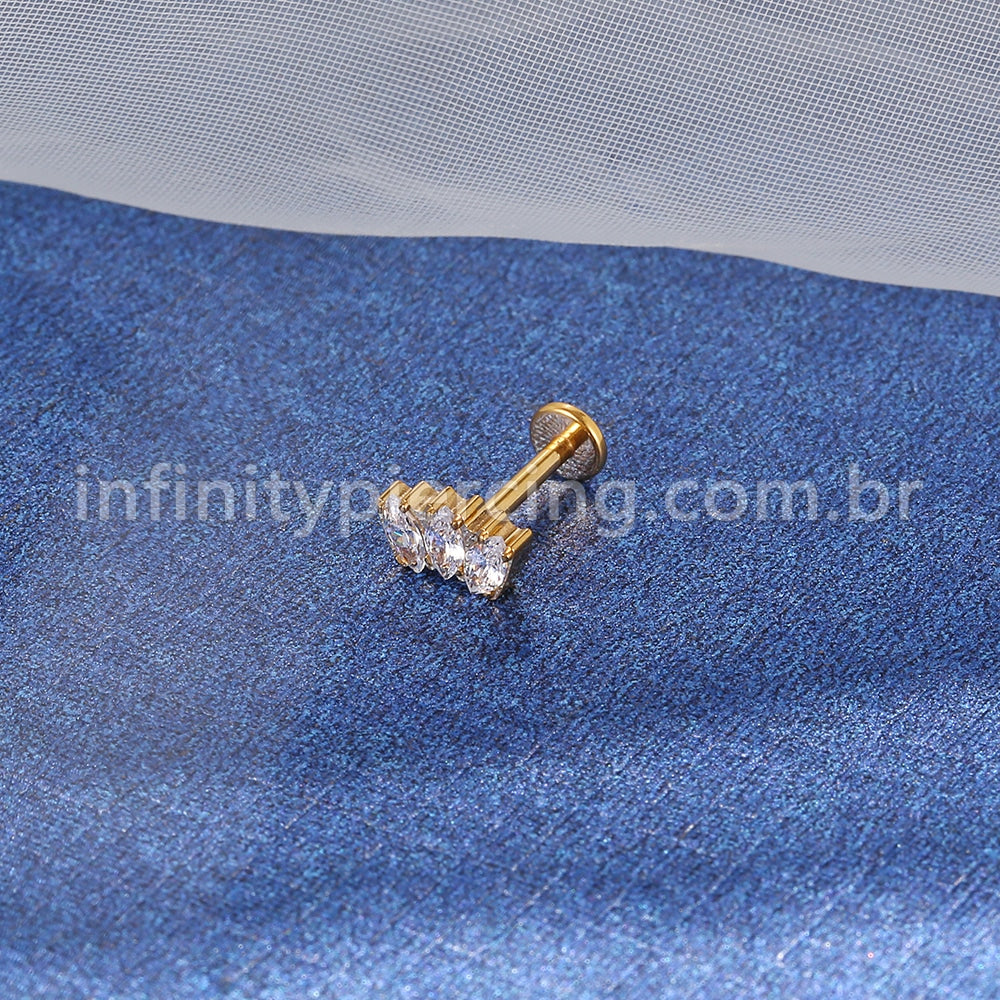 Piercing Labret Rosca Interna Titânio Zircônia