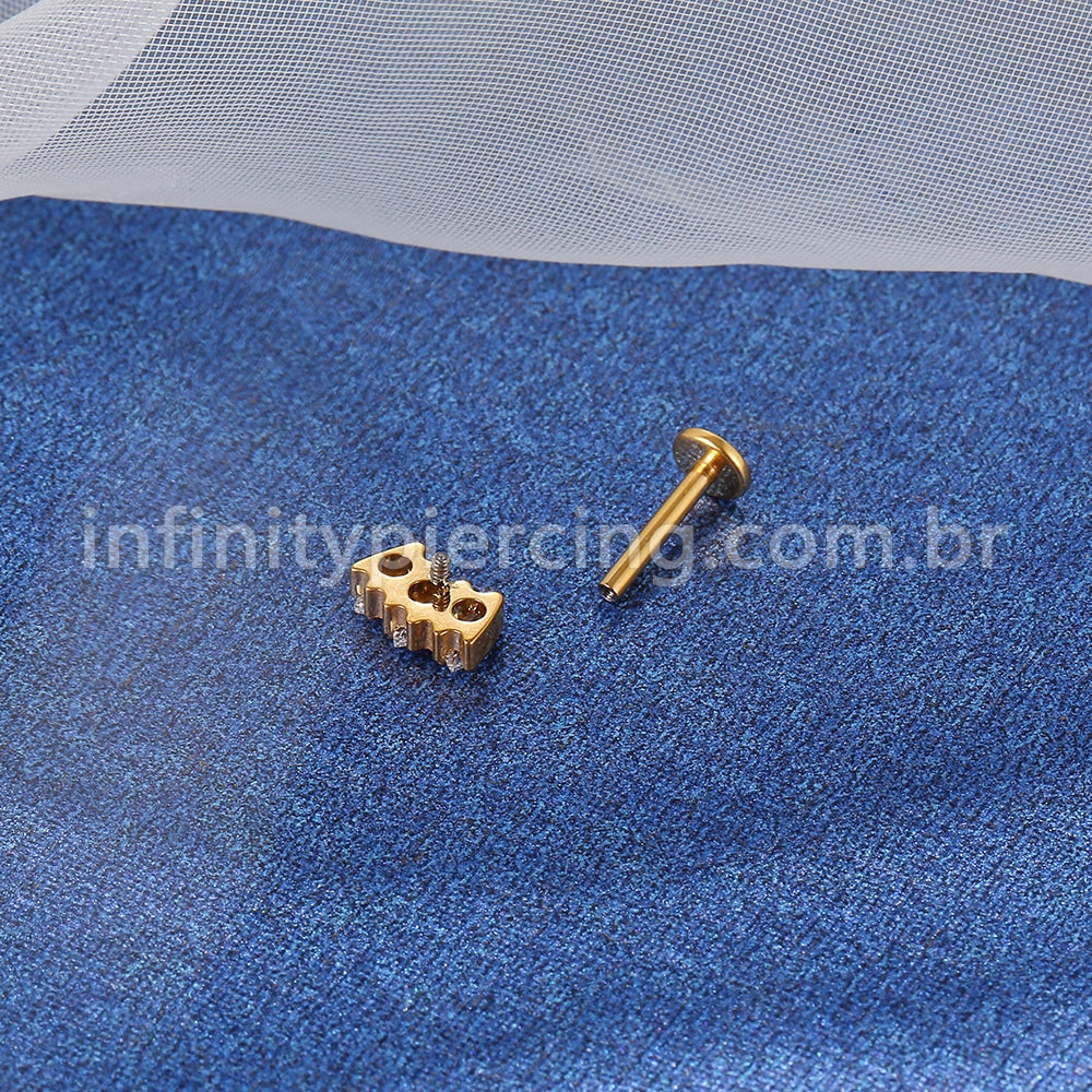 Piercing Labret Rosca Interna Titânio Zircônia