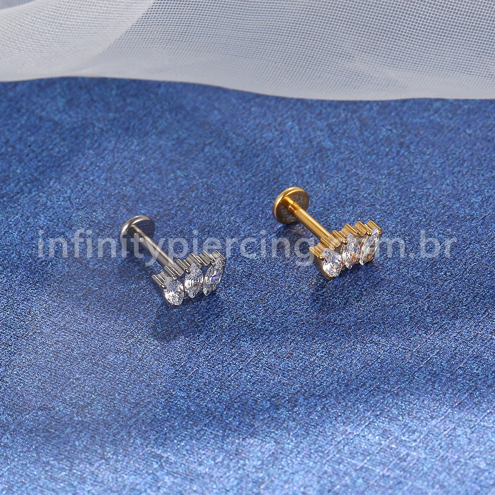 Piercing Labret Rosca Interna Titânio Zircônia