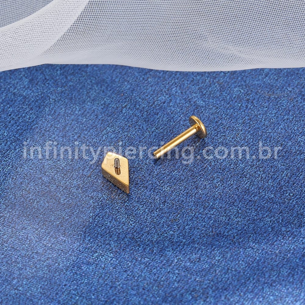 Piercing Labret Titânio Modelo Gravatinha Zircônia