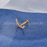 Piercing Labret Titânio Curvo Com Zircônias