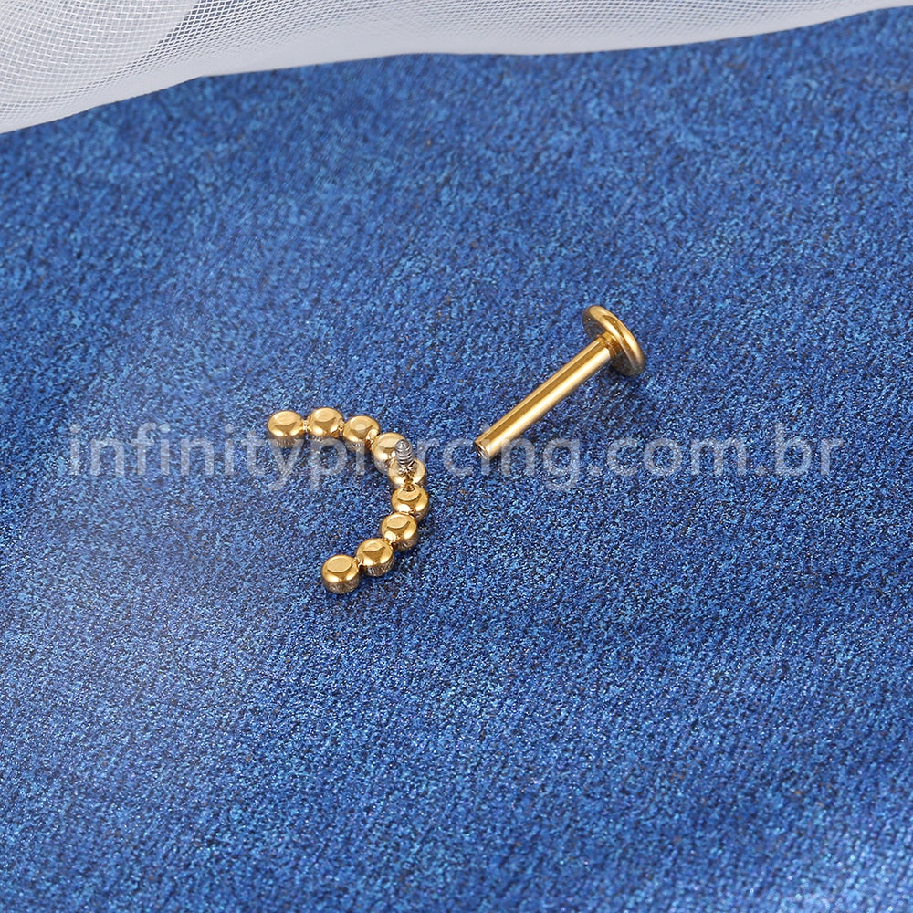 Piercing Labret Titânio Curvo Com Zircônias