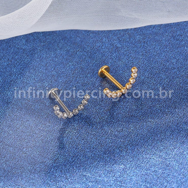 Piercing Labret Titânio Curvo Com Zircônias