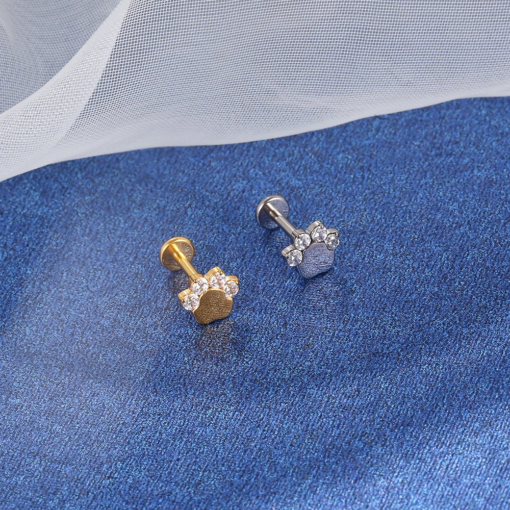 Piercing Labret Titânio Patinha Zircônia