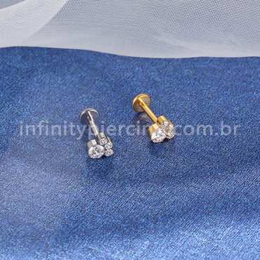 Piercing Labret Titânio Zircônia Cravejada