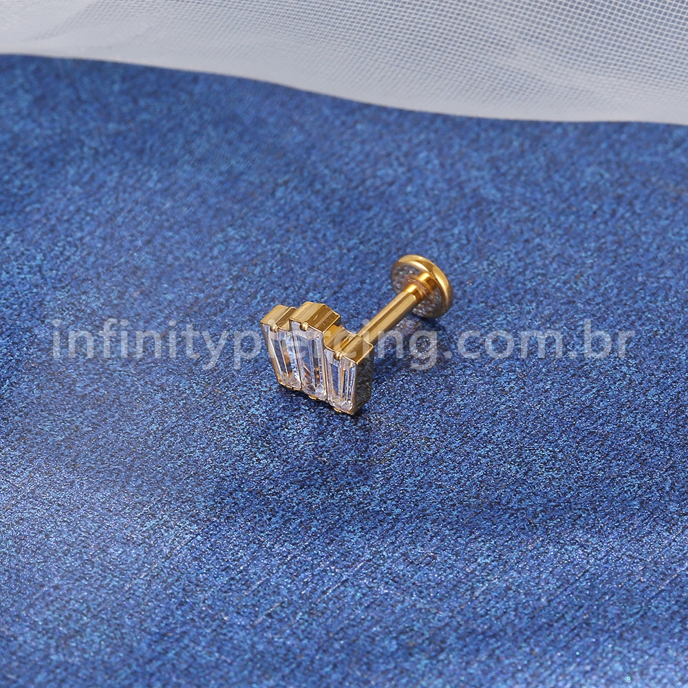 Piercing Labret Titânio Zircônia Cravejda