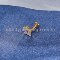 Piercing Labret Titânio Zircônia Cravejda