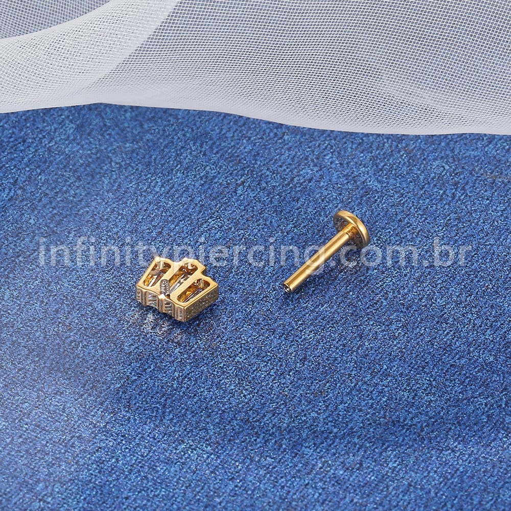 Piercing Labret Titânio Zircônia Cravejda