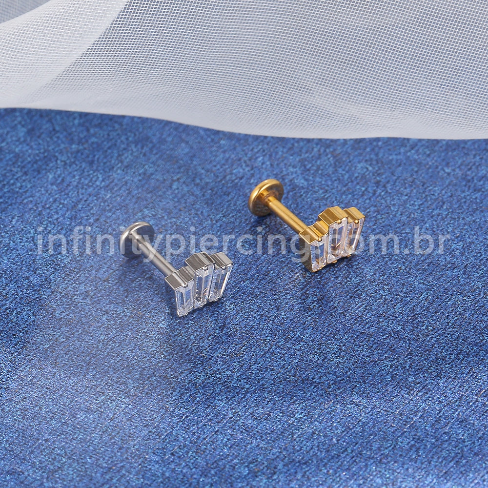 Piercing Labret Titânio Zircônia Cravejda