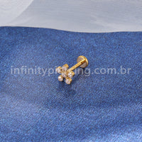 Piercing Labret Titânio Zircônia Flor