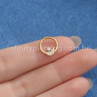 Piercing Argola Titânio Segmento Articulado Lua/Estrela Zircônia Cravejada