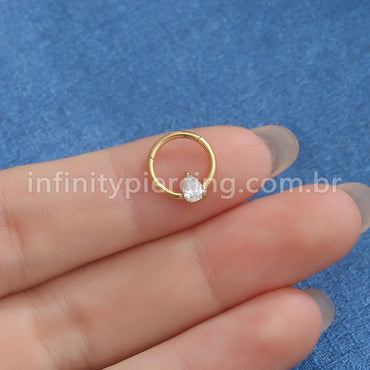 Piercing Argola Aço Cirúrgico Segmento Articulado Zircônia Gota