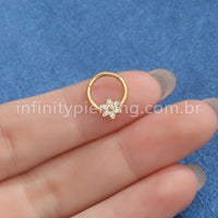 Piercing Argola Titânio Segmento Articulado Flor 6 Pontas