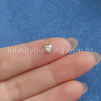 Pingente Para Piercing Titânio Coração G Zircônia