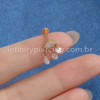 Piercing Labret Titânio Oval Com Pingentes Zircônia
