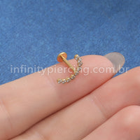 Piercing Labret Titânio Curvo Com Zircônias