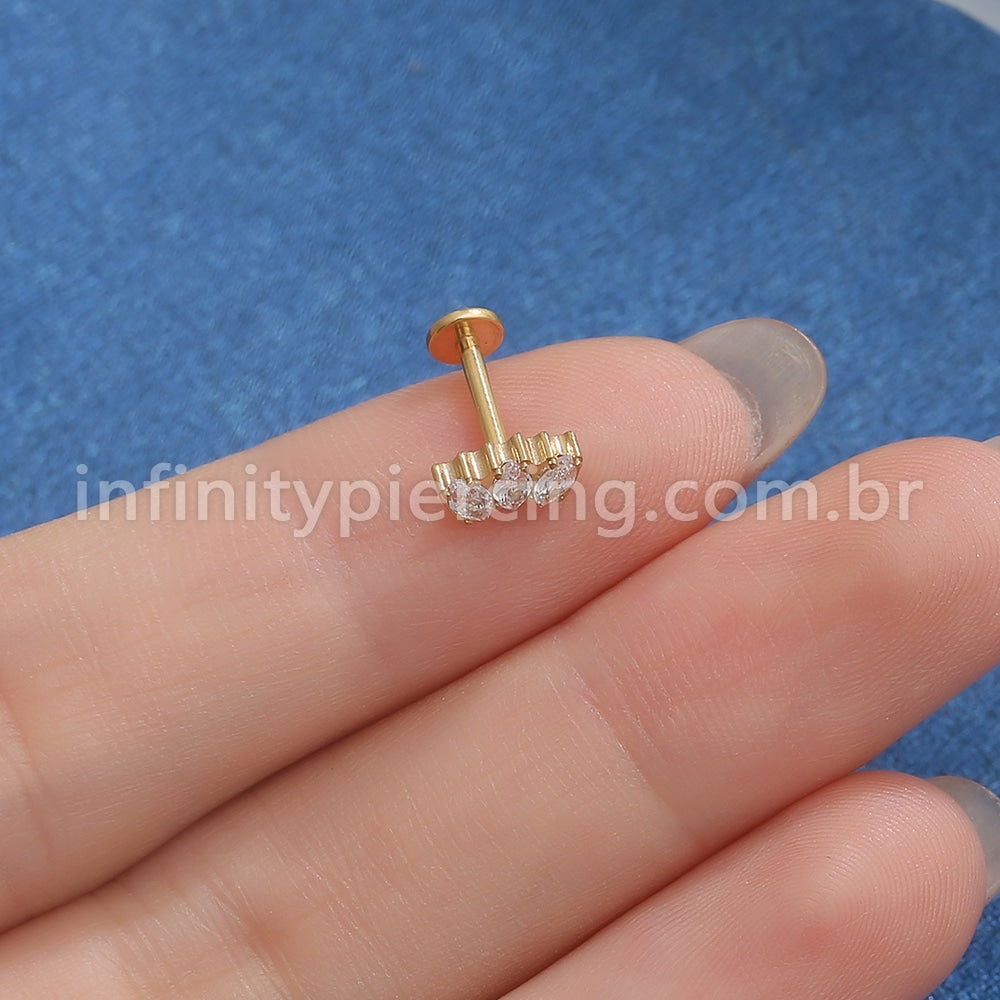 Piercing Labret Rosca Interna Titânio Zircônia
