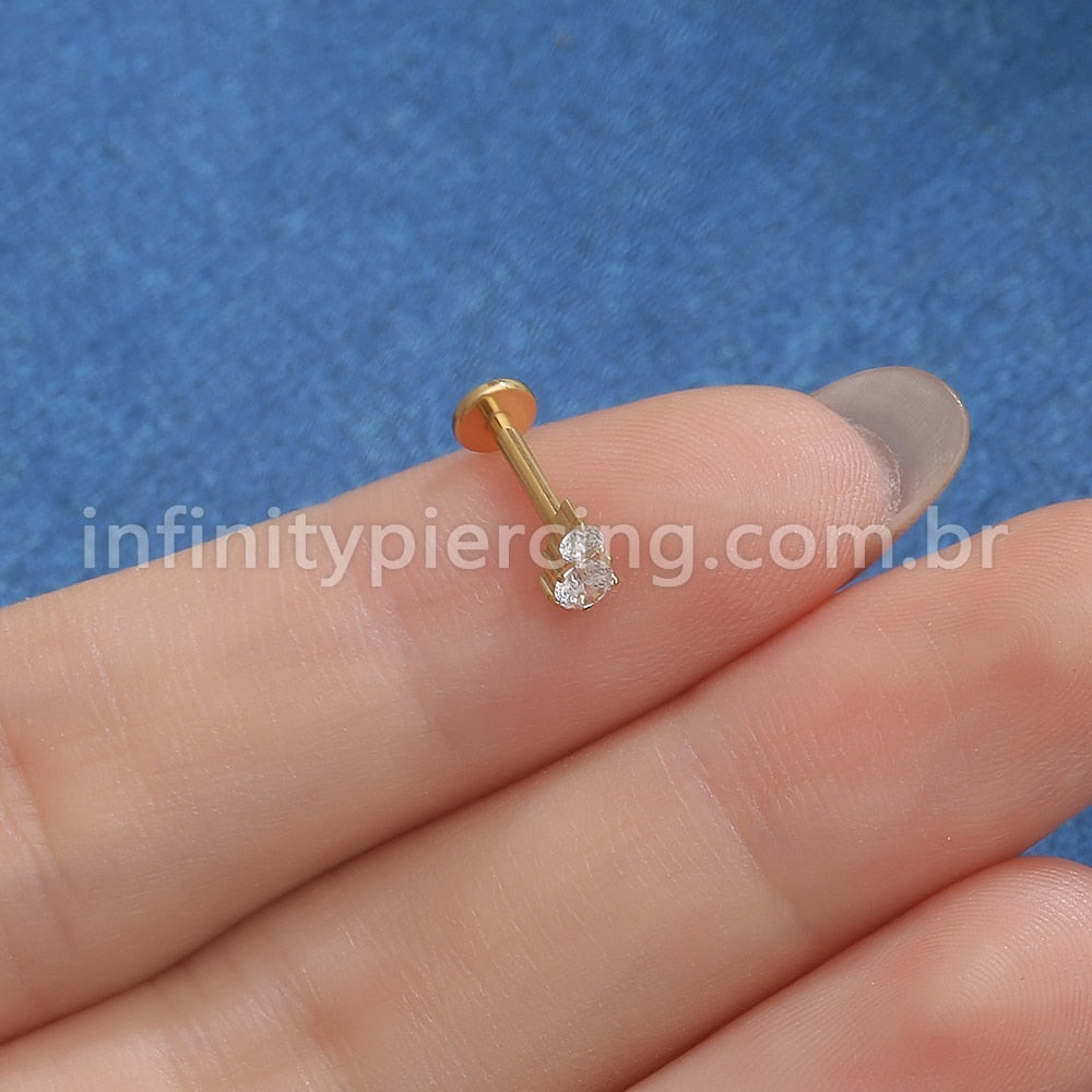 Piercing Labret Titânio Dupla Zircônia