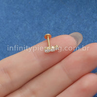 Piercing Labret Aço Cirúrgico Degrade 3 Zircônias