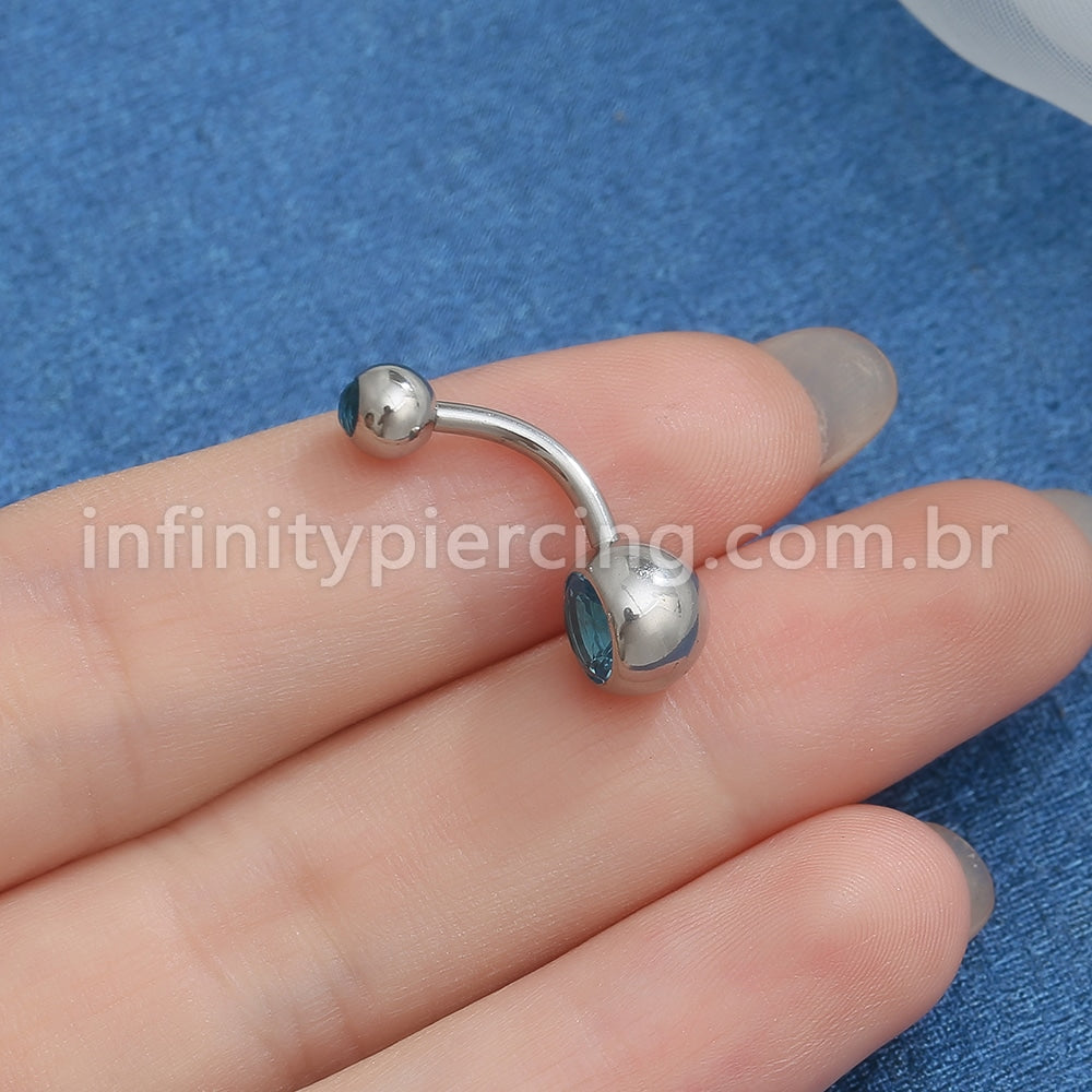 Piercing Banana Aço Cirúrgico 2 Zircônias Redonda
