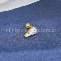 Piercing Labret Titânio Zircônias Gota