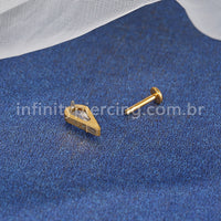 Piercing Labret Titânio Zircônias Gota